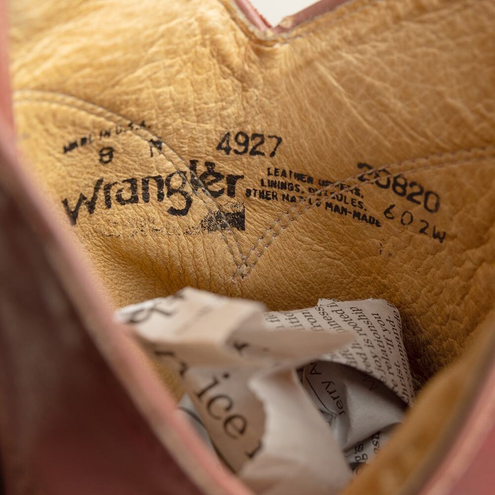 Rare Vintage Americana Dusty Rose Wrangler Leather Cowgirl boots Made in USA - 8 - Picture 13 of 13